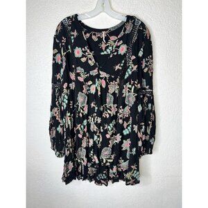 Free People Tunic Top Medium Floral Flowy Dress Boho Vivid Colors Rayon R